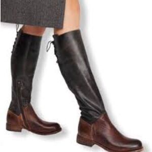 BEDSTU BROWN AND GREY OVER THE KNEE BOOTS. BEDSTU LEATHER BOOTS. RIDING BOOTS